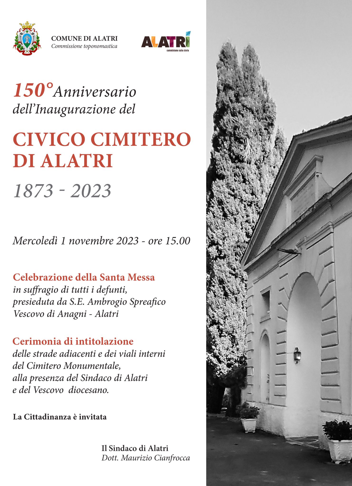 150° Anniversario dell' Inaugurazione del Civico Cimitero di Alatri